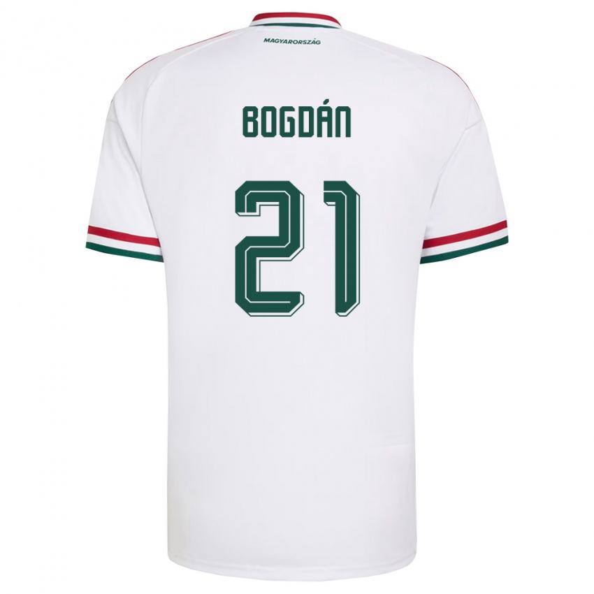 גברים הונגריה Martin Bogdán #21 לבן אדום ירוק הרחק ג'רזי 26-28 חולצה קצרה