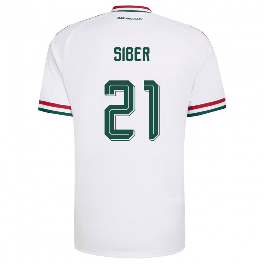 גברים הונגריה Glória Siber #21 לבן אדום ירוק הרחק ג'רזי 26-28 חולצה קצרה