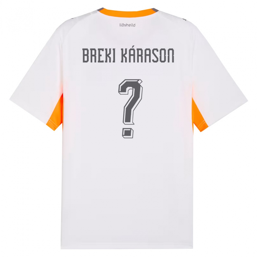 גברים אִיסלַנד Sigurdur Breki Kárason #0 לבן כתום אפור הרחק ג'רזי 26-28 חולצה קצרה