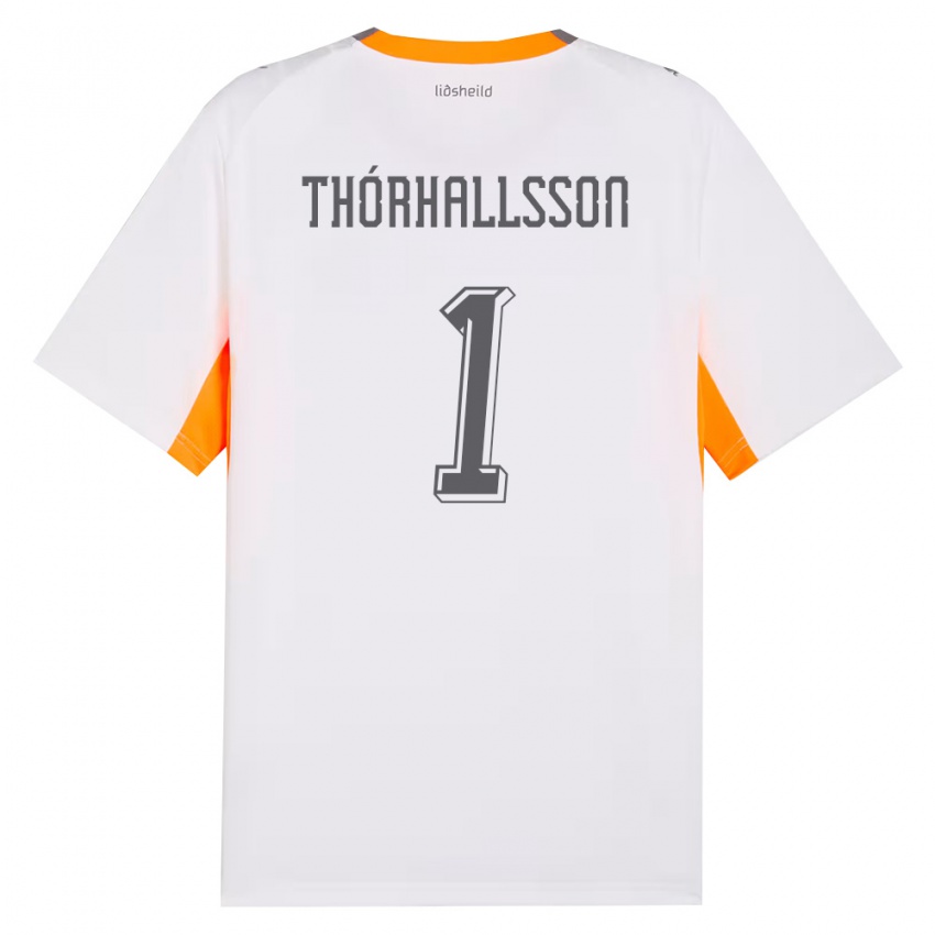 גברים אִיסלַנד Ívar Arnbro Thórhallsson #1 לבן כתום אפור הרחק ג'רזי 26-28 חולצה קצרה