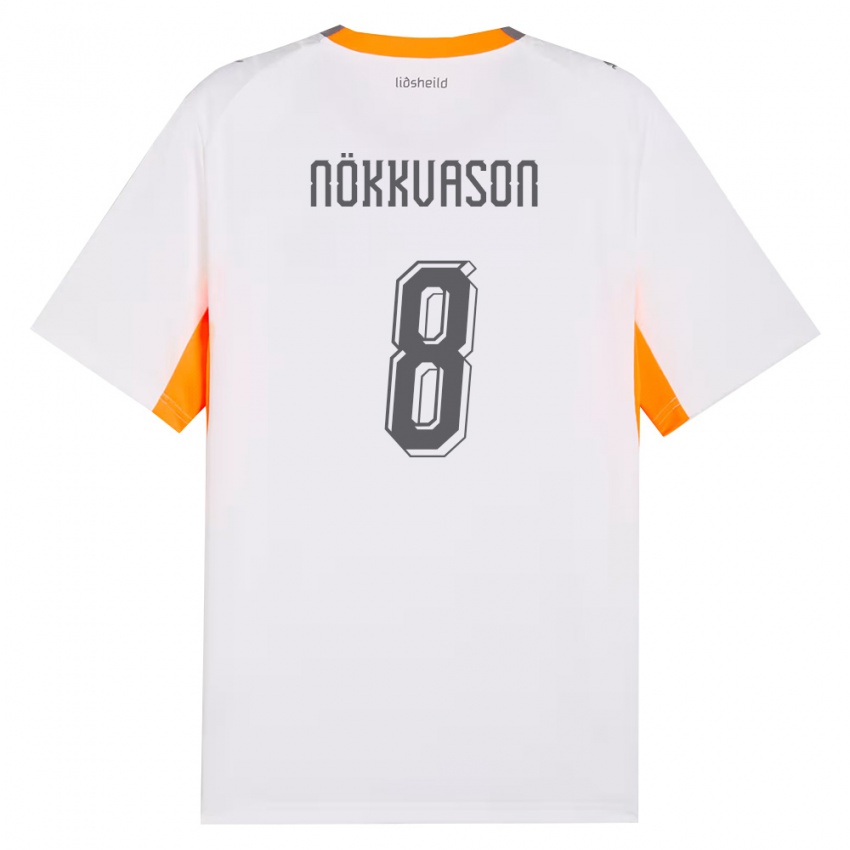 גברים אִיסלַנד Gudmundur Baldvin Nökkvason #8 לבן כתום אפור הרחק ג'רזי 26-28 חולצה קצרה