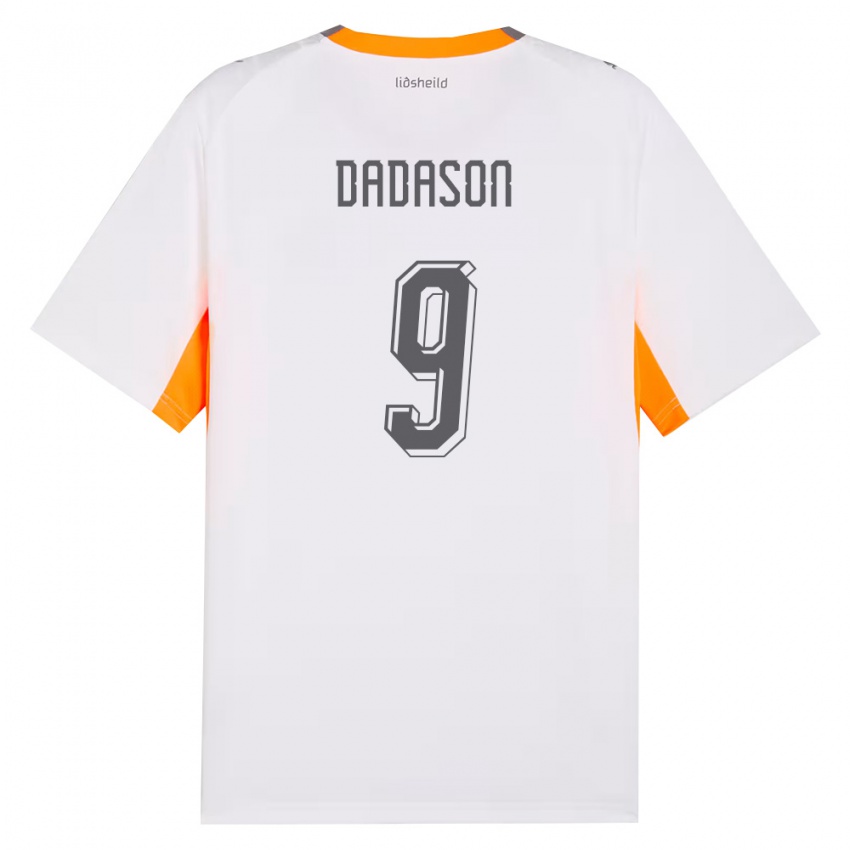 גברים אִיסלַנד Viktor Dadason #9 לבן כתום אפור הרחק ג'רזי 26-28 חולצה קצרה