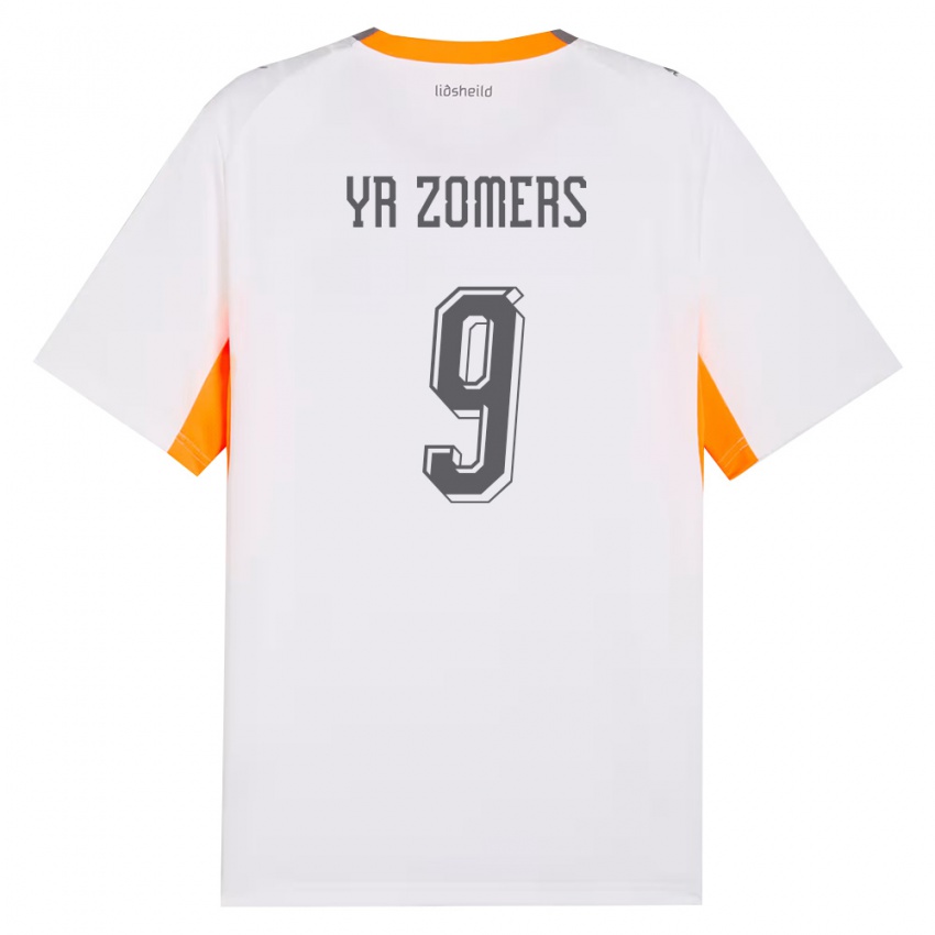 גברים אִיסלַנד Diljá Ýr Zomers #9 לבן כתום אפור הרחק ג'רזי 26-28 חולצה קצרה