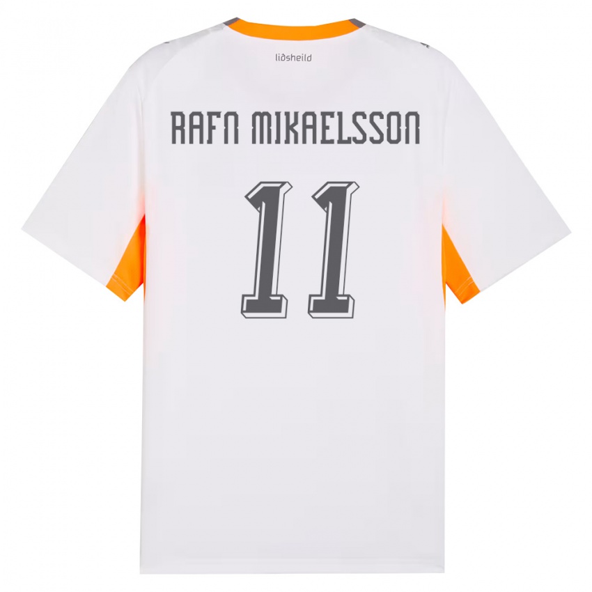 גברים אִיסלַנד Hilmir Rafn Mikaelsson #11 לבן כתום אפור הרחק ג'רזי 26-28 חולצה קצרה