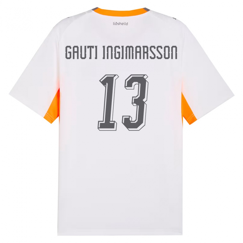 גברים אִיסלַנד Skarphédinn Gauti Ingimarsson #13 לבן כתום אפור הרחק ג'רזי 26-28 חולצה קצרה