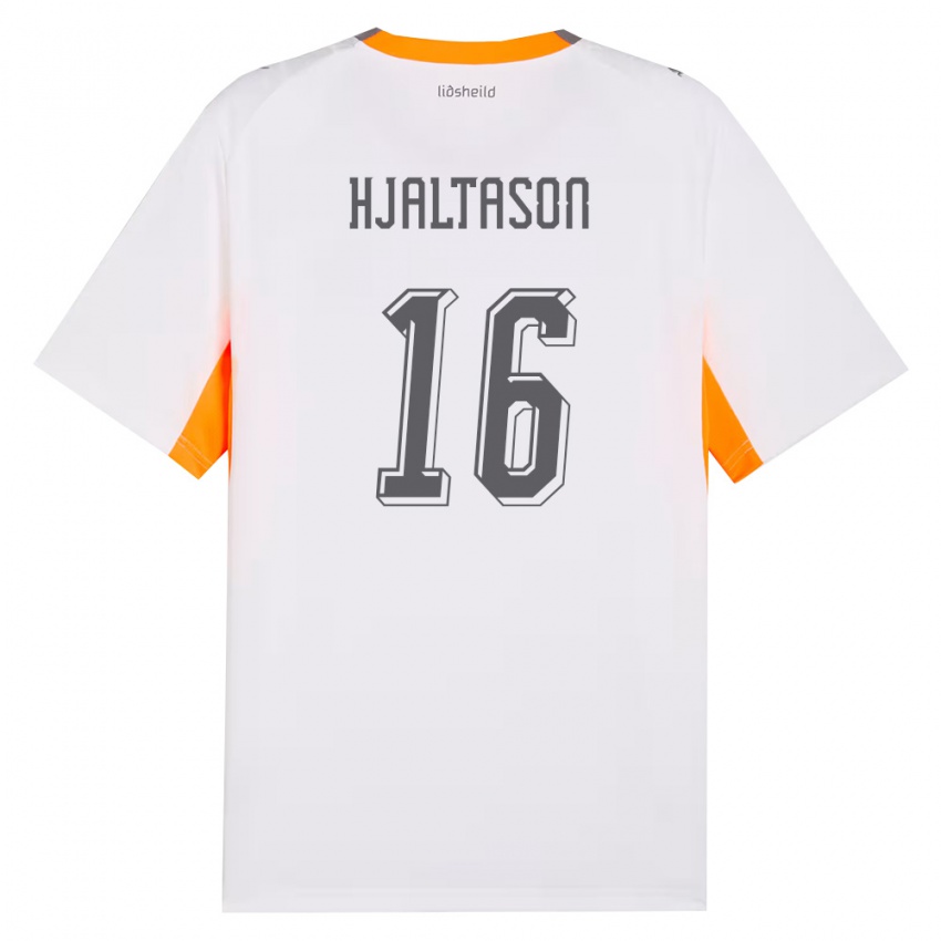 גברים אִיסלַנד Kristian Hjaltason #16 לבן כתום אפור הרחק ג'רזי 26-28 חולצה קצרה