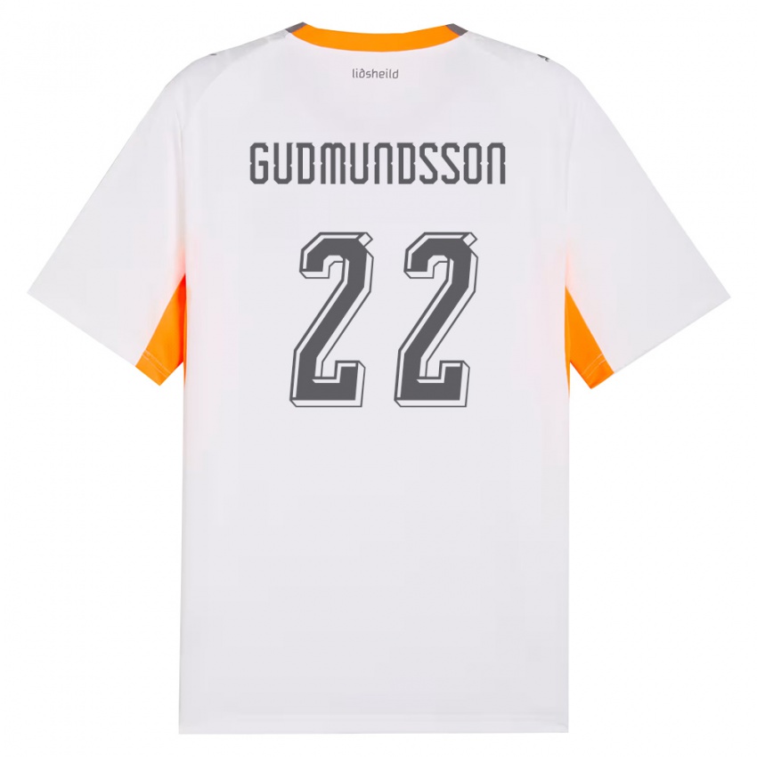 גברים אִיסלַנד Galdur Gudmundsson #22 לבן כתום אפור הרחק ג'רזי 26-28 חולצה קצרה