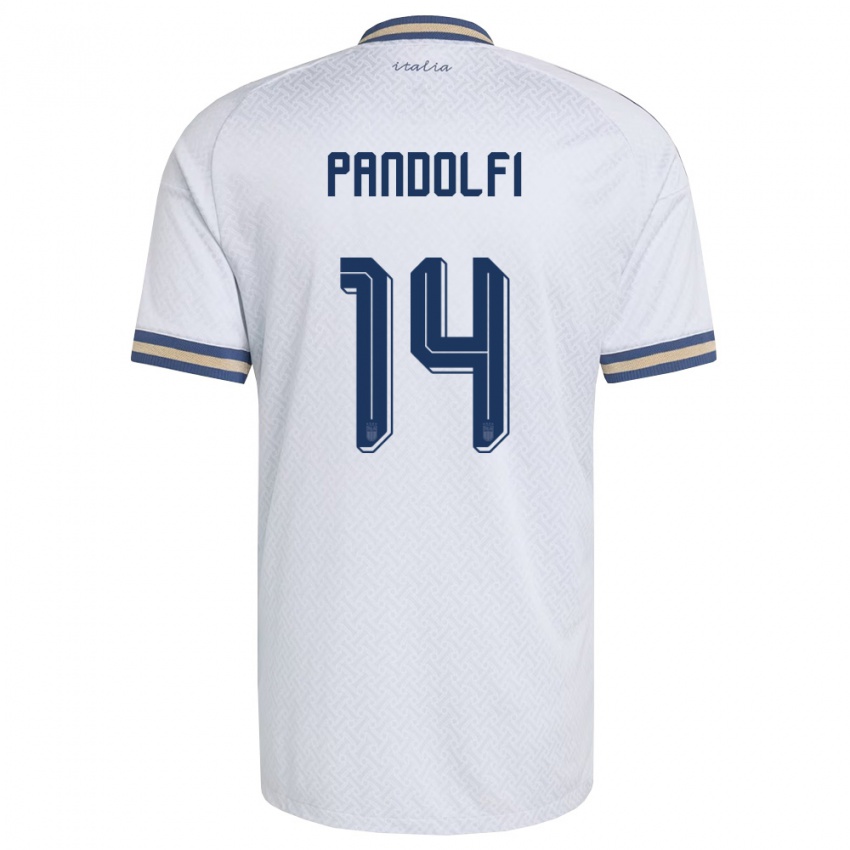 גברים איטליה Fabio Pandolfi #14 שמנת כהה זהב הרחק ג'רזי 26-28 חולצה קצרה