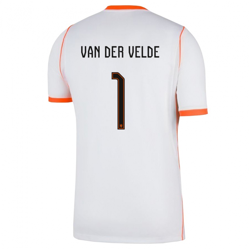 גברים הולנד Valentijn Van Der Velde #1 לבן כתום הרחק ג'רזי 26-28 חולצה קצרה