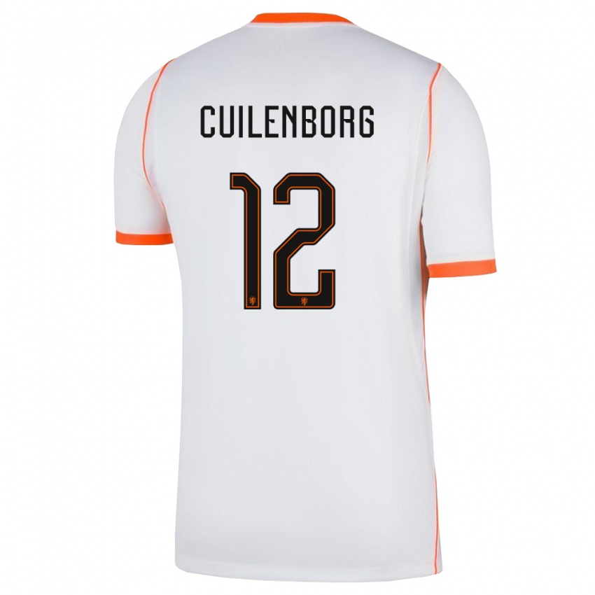 גברים הולנד Joshua Van Cuilenborg #12 לבן כתום הרחק ג'רזי 26-28 חולצה קצרה