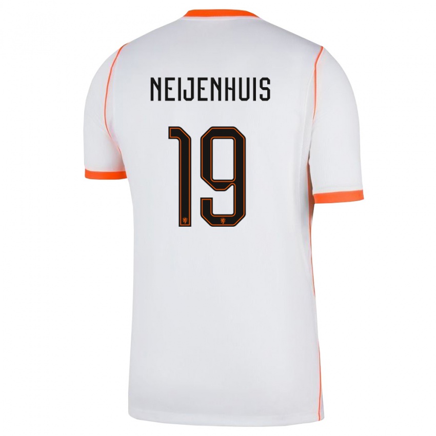 גברים הולנד Kelvin Neijenhuis #19 לבן כתום הרחק ג'רזי 26-28 חולצה קצרה