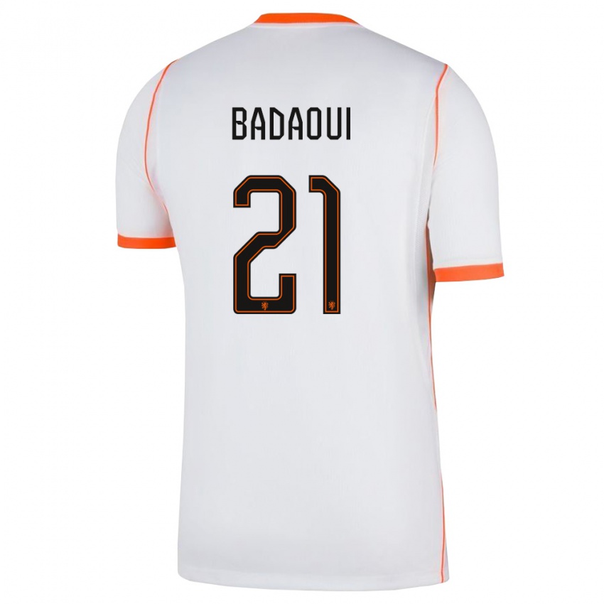 גברים הולנד Aymn Badaoui #21 לבן כתום הרחק ג'רזי 26-28 חולצה קצרה