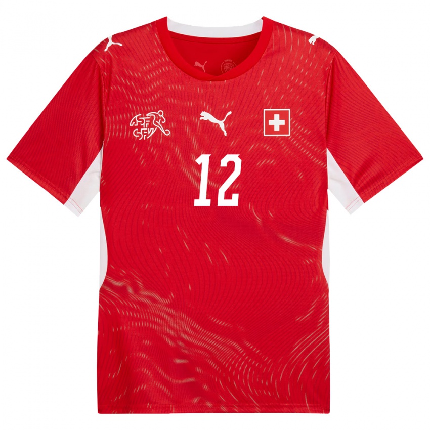 נשים שווייץ טים שפיכר #12 אדום לבן ג'רזי ביתית 26-28 חולצה קצרה