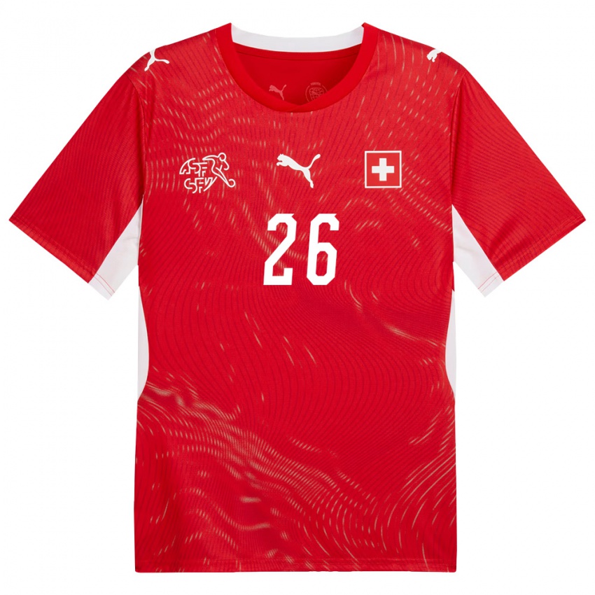 נשים שווייץ ג'ורדן לוטומבה #26 אדום לבן ג'רזי ביתית 26-28 חולצה קצרה