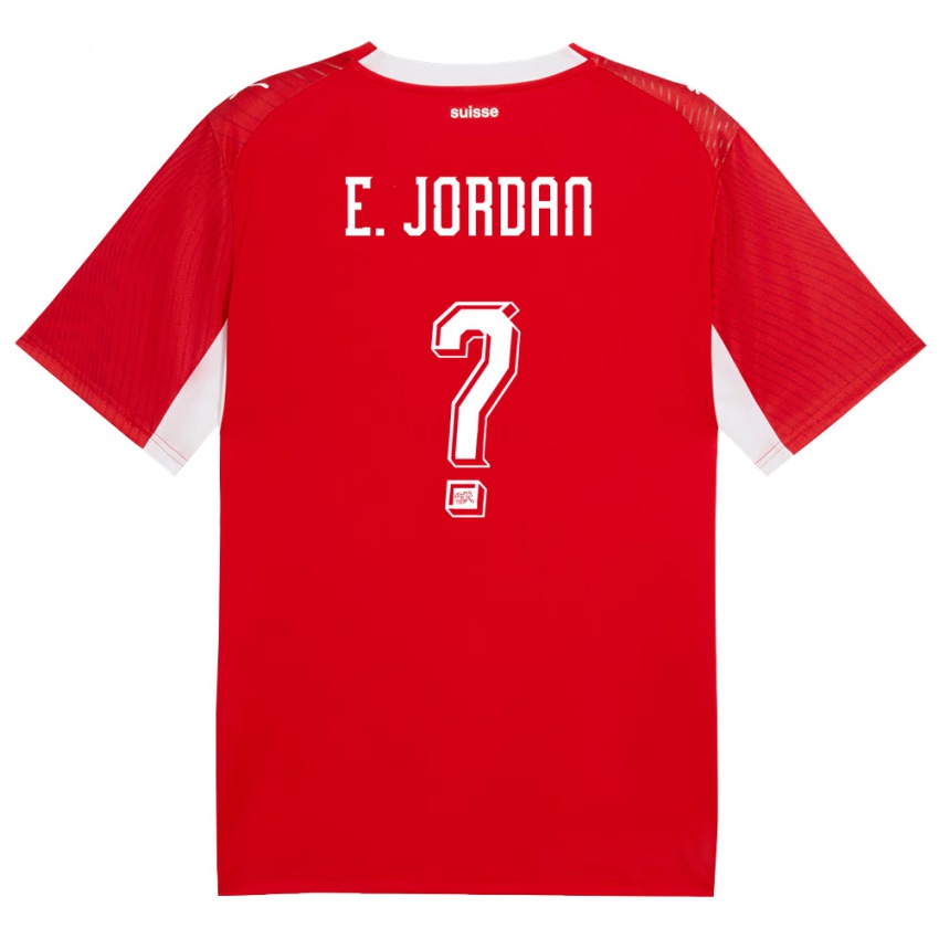 נשים שווייץ אליה ג׳ורדן #0 אדום לבן ג'רזי ביתית 26-28 חולצה קצרה