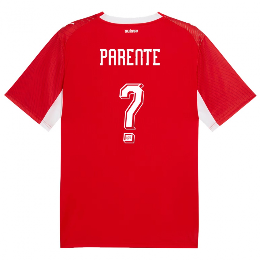 נשים שווייץ Jason Parente #0 אדום לבן ג'רזי ביתית 26-28 חולצה קצרה