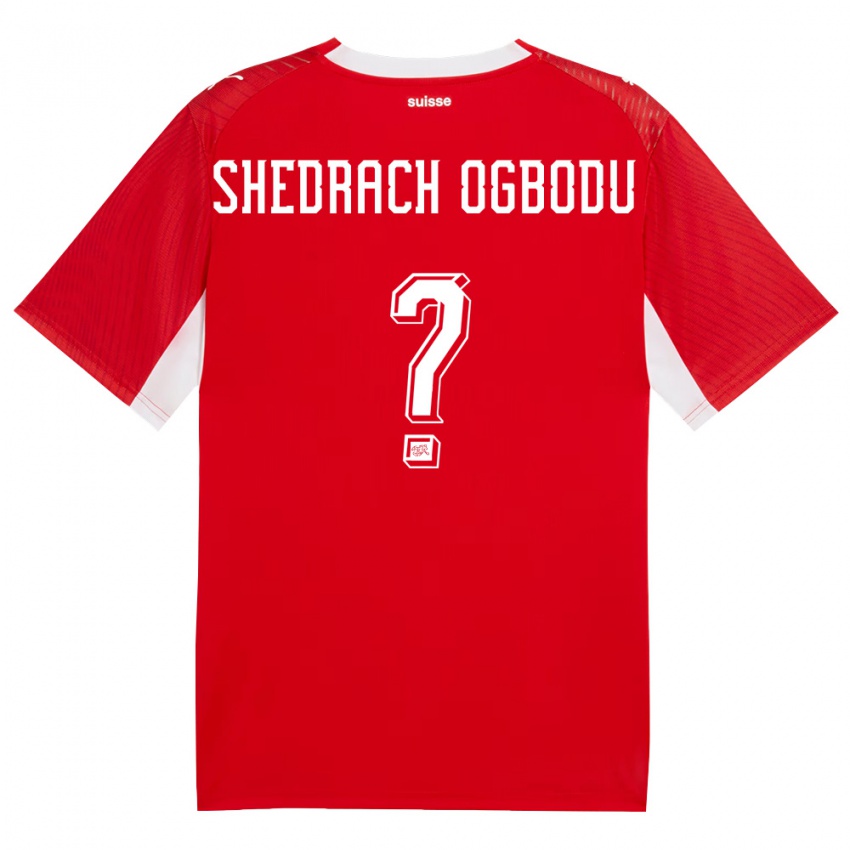 נשים שווייץ Nathaniel Shedrach Ogbodu #0 אדום לבן ג'רזי ביתית 26-28 חולצה קצרה