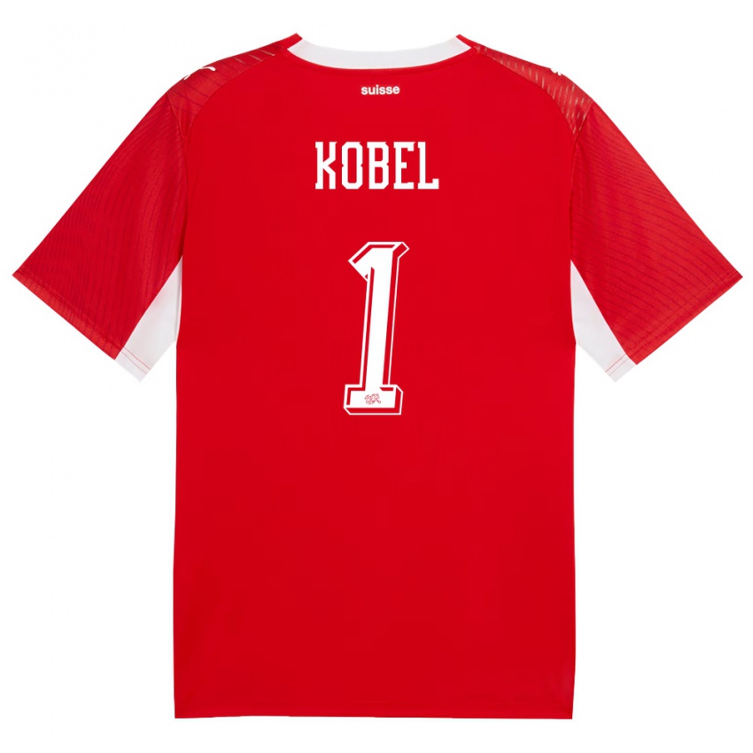 נשים שווייץ גרגור קובל #1 אדום לבן ג'רזי ביתית 26-28 חולצה קצרה