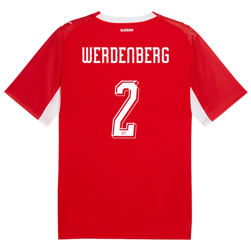 נשים שווייץ Julien Werdenberg #2 אדום לבן ג'רזי ביתית 26-28 חולצה קצרה