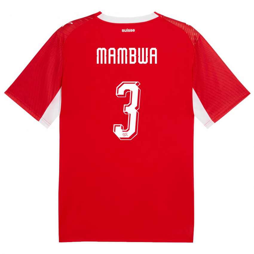 נשים שווייץ Olivier Mambwa #3 אדום לבן ג'רזי ביתית 26-28 חולצה קצרה