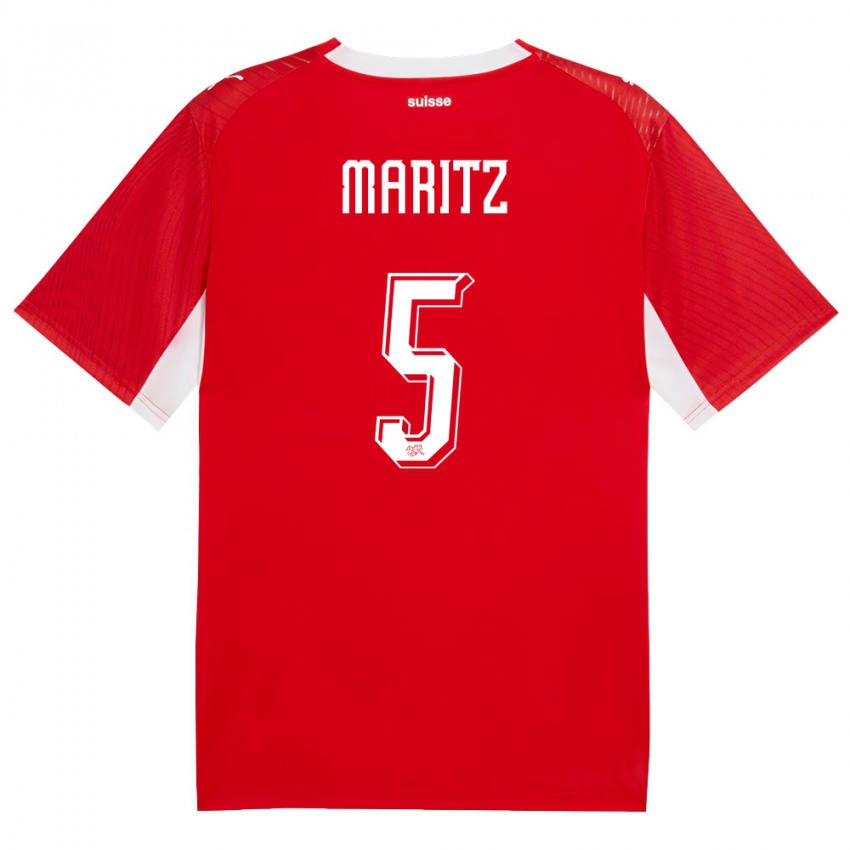 נשים שווייץ נואל מאריץ #5 אדום לבן ג'רזי ביתית 26-28 חולצה קצרה