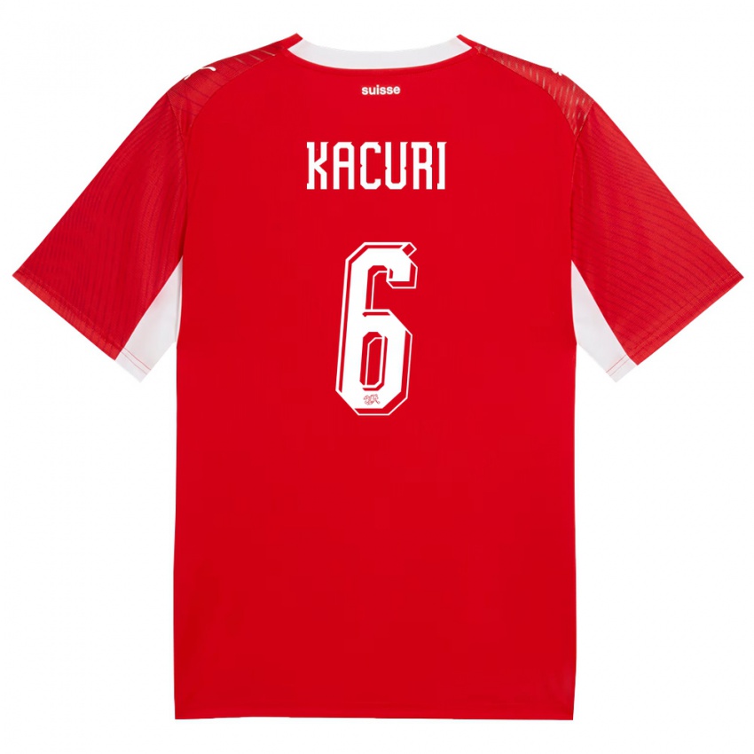 נשים שווייץ Dion Kacuri #6 אדום לבן ג'רזי ביתית 26-28 חולצה קצרה