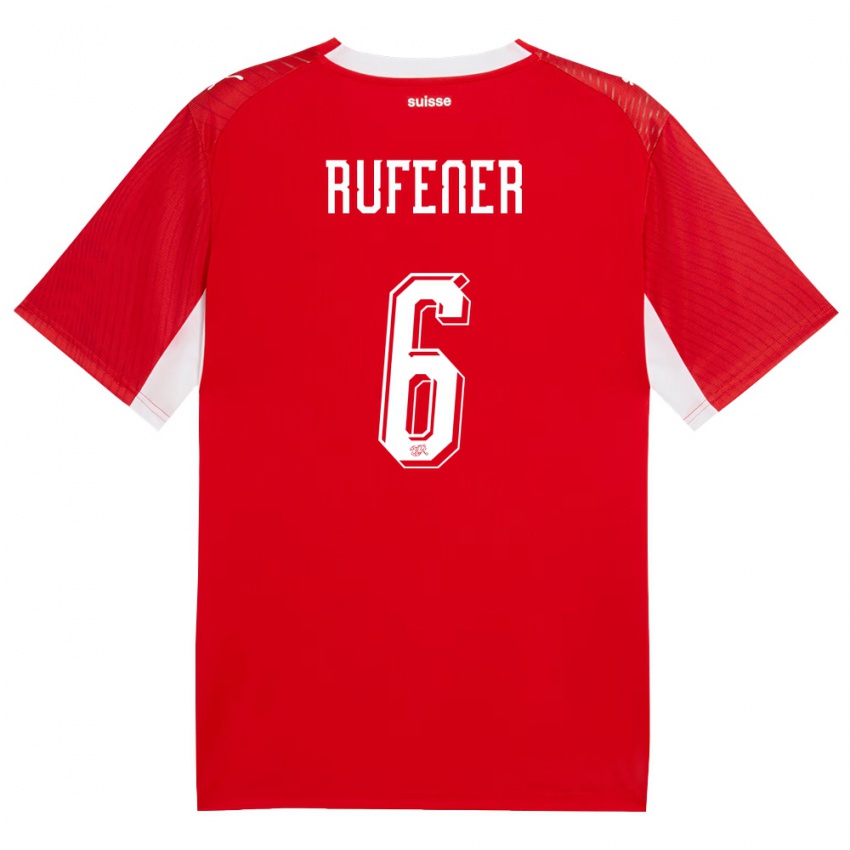 נשים שווייץ אליו רופינר #6 אדום לבן ג'רזי ביתית 26-28 חולצה קצרה