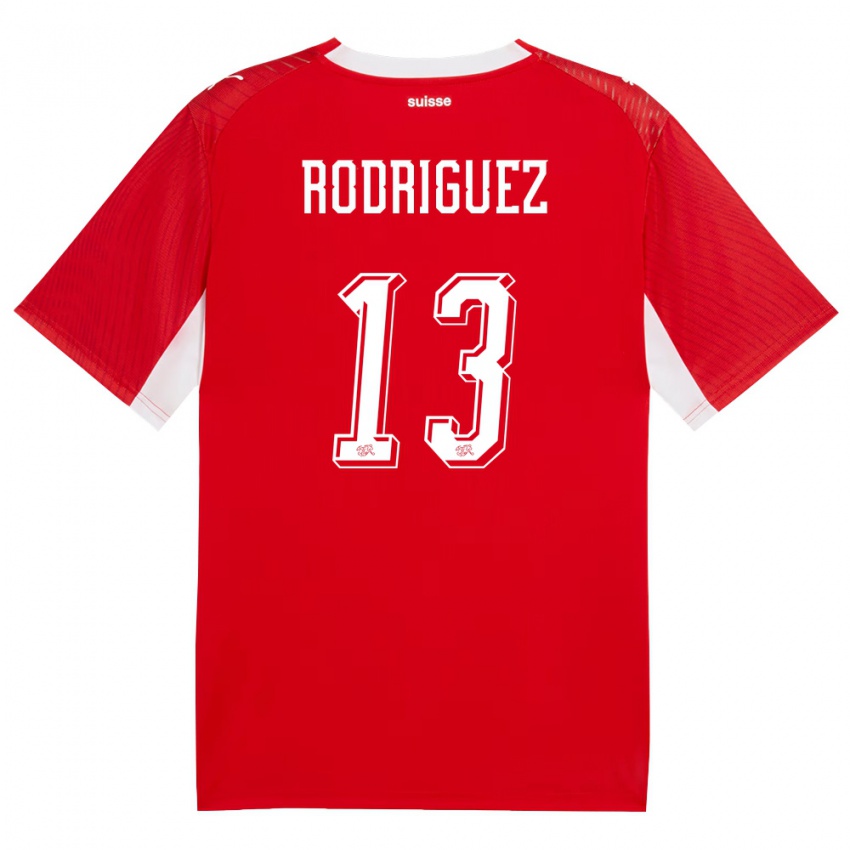 נשים שווייץ ריקרדו רודריגז #13 אדום לבן ג'רזי ביתית 26-28 חולצה קצרה