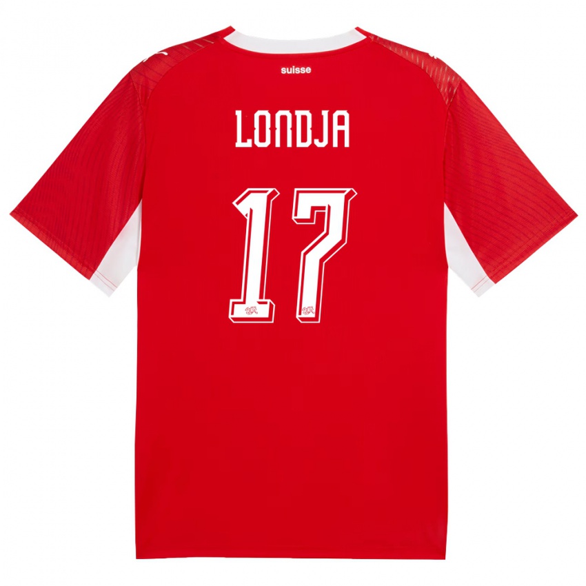 נשים שווייץ Ruben Londja #17 אדום לבן ג'רזי ביתית 26-28 חולצה קצרה