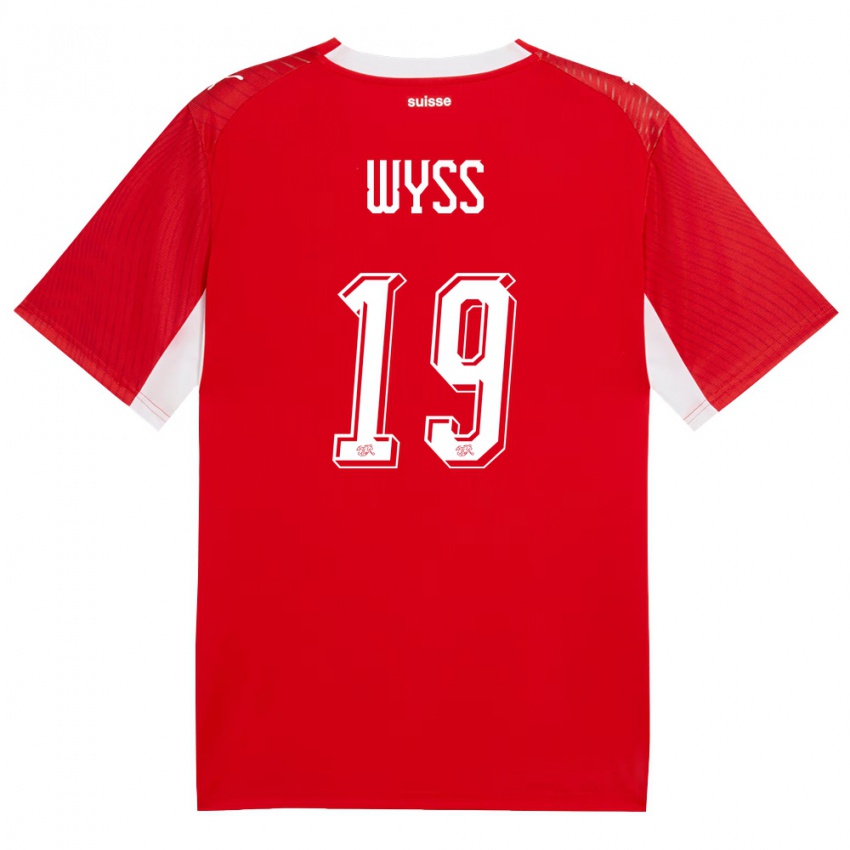 נשים שווייץ סנדרו ויס #19 אדום לבן ג'רזי ביתית 26-28 חולצה קצרה