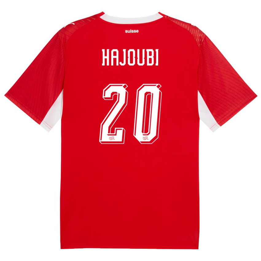 נשים שווייץ אמין חג'ובי #20 אדום לבן ג'רזי ביתית 26-28 חולצה קצרה