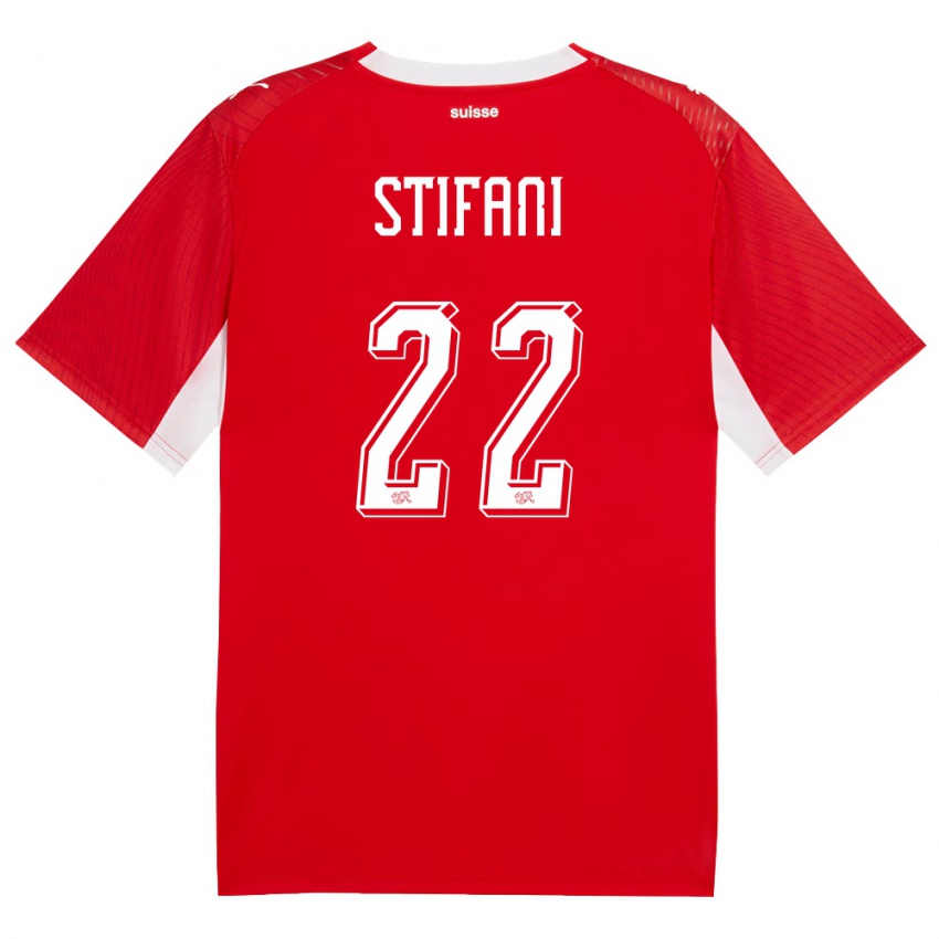 נשים שווייץ Nolaan Stifani #22 אדום לבן ג'רזי ביתית 26-28 חולצה קצרה