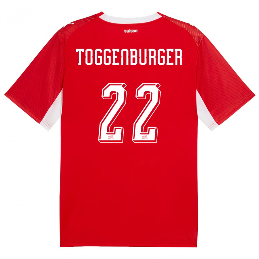 נשים שווייץ ננדו טוגנבורגר #22 אדום לבן ג'רזי ביתית 26-28 חולצה קצרה