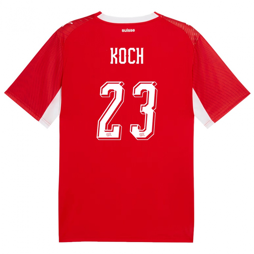 נשים שווייץ Cédric Koch #23 אדום לבן ג'רזי ביתית 26-28 חולצה קצרה