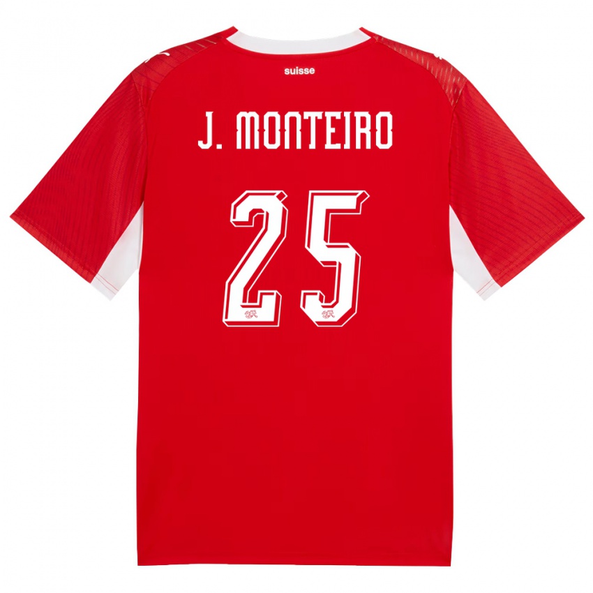 נשים שווייץ ג׳ואל מונטיירו #25 אדום לבן ג'רזי ביתית 26-28 חולצה קצרה