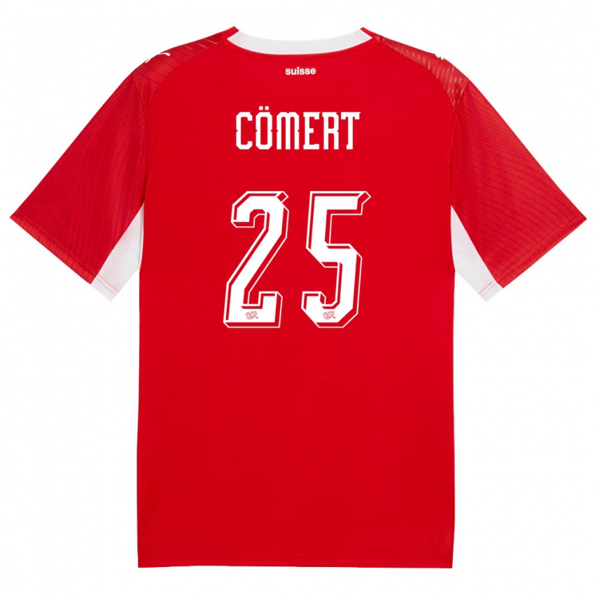 נשים שווייץ ארווין קומארט #25 אדום לבן ג'רזי ביתית 26-28 חולצה קצרה