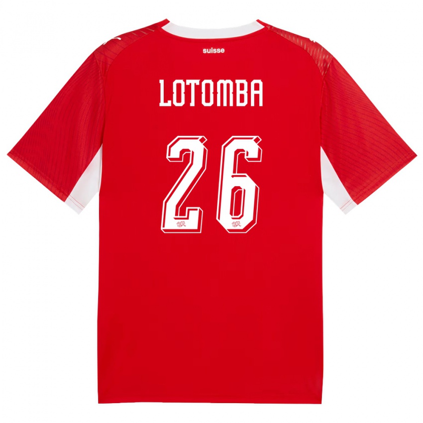 נשים שווייץ ג'ורדן לוטומבה #26 אדום לבן ג'רזי ביתית 26-28 חולצה קצרה