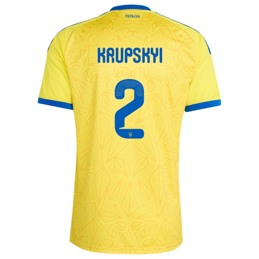 נשים אוקראינה Ilya Krupskyi #2 צהוב כחול ג'רזי ביתית 26-28 חולצה קצרה