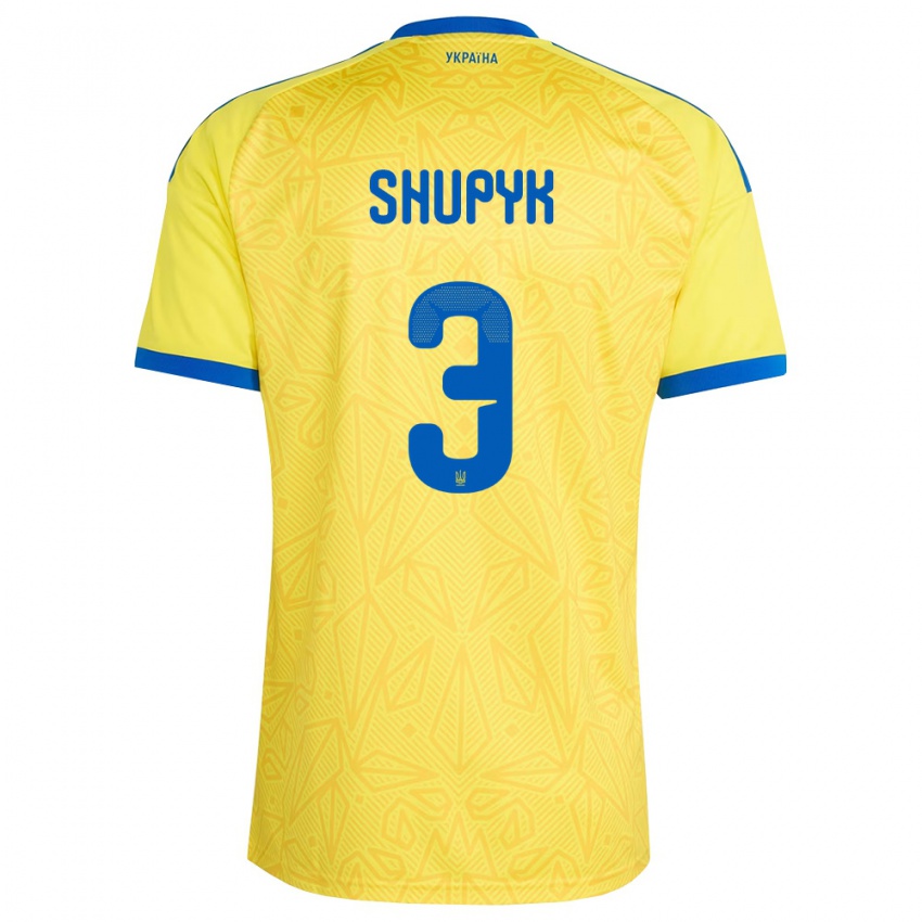 נשים אוקראינה Roman Shupyk #3 צהוב כחול ג'רזי ביתית 26-28 חולצה קצרה