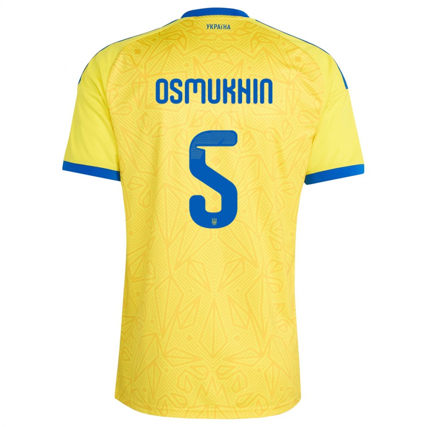 נשים אוקראינה Zakhar Osmukhin #5 צהוב כחול ג'רזי ביתית 26-28 חולצה קצרה