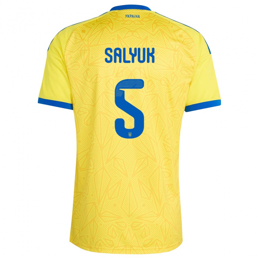 נשים אוקראינה וולודימיר סליוק #5 צהוב כחול ג'רזי ביתית 26-28 חולצה קצרה
