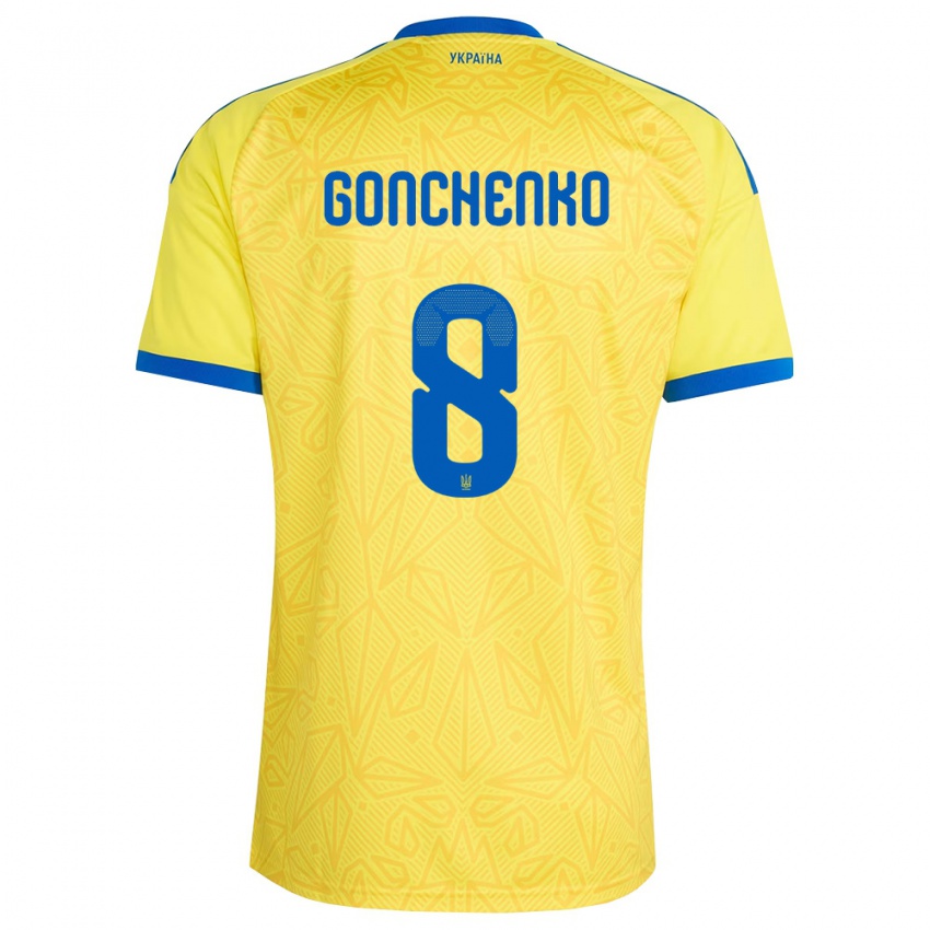 נשים אוקראינה Damir Gonchenko #8 צהוב כחול ג'רזי ביתית 26-28 חולצה קצרה