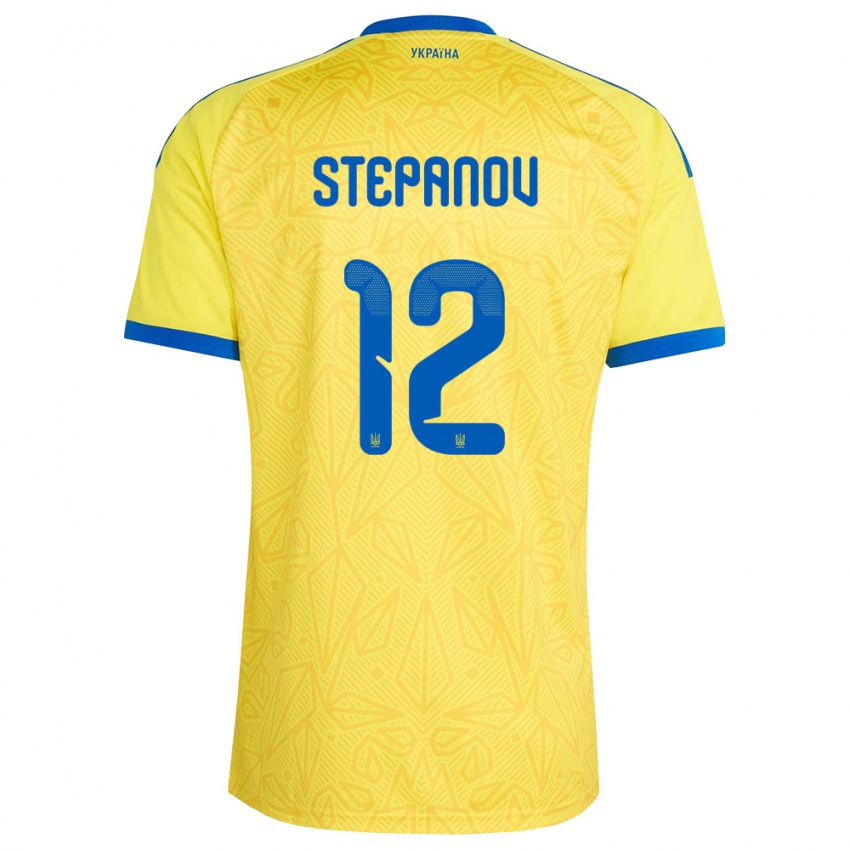 נשים אוקראינה Oleksandr Stepanov #12 צהוב כחול ג'רזי ביתית 26-28 חולצה קצרה