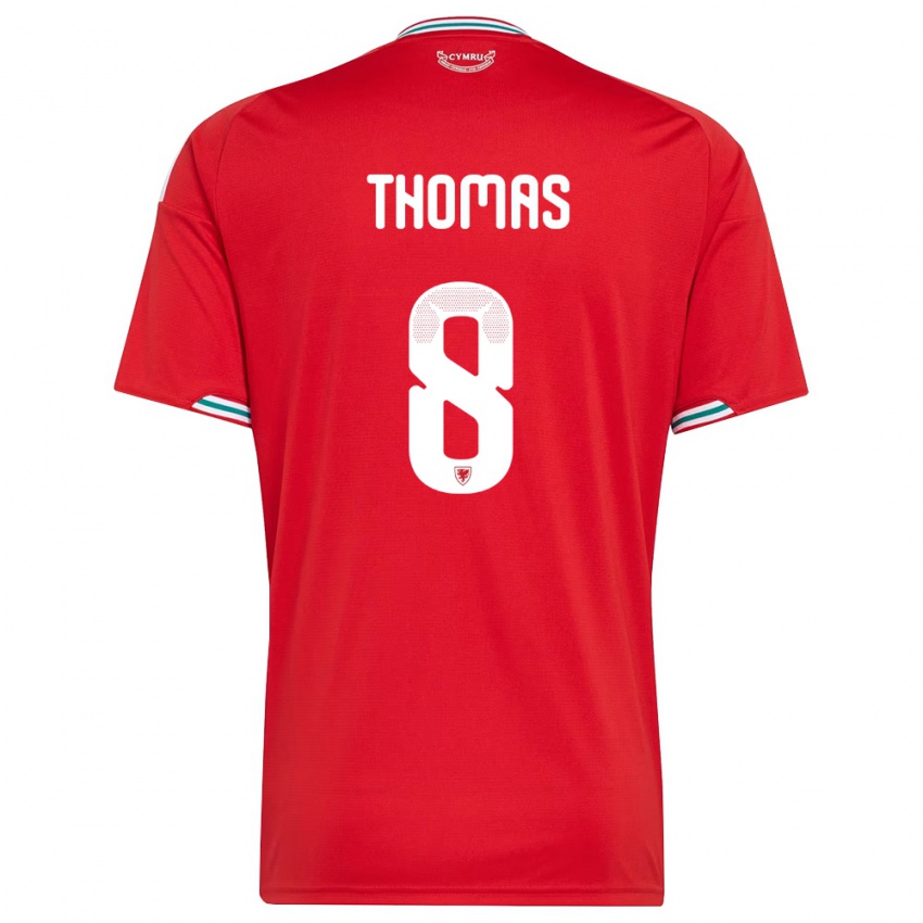 נשים ויילס Isaac Thomas #8 אדום לבן ירוק ג'רזי ביתית 26-28 חולצה קצרה