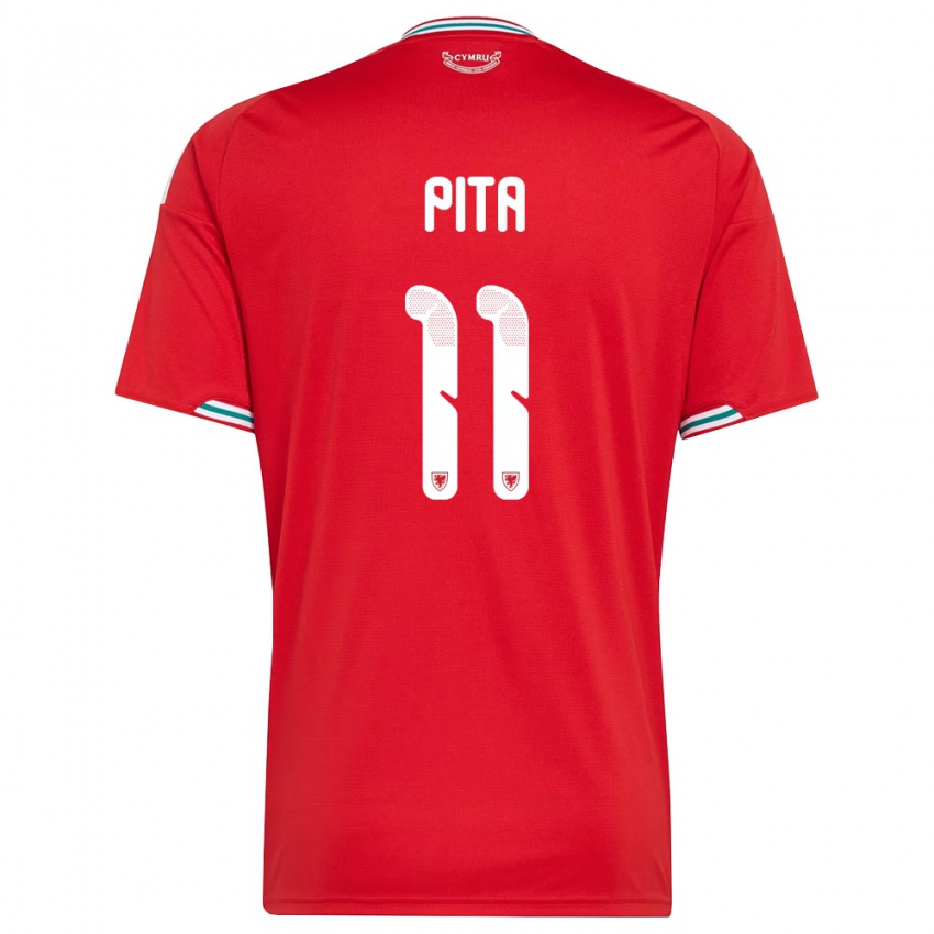 נשים ויילס Shea Pita #11 אדום לבן ירוק ג'רזי ביתית 26-28 חולצה קצרה
