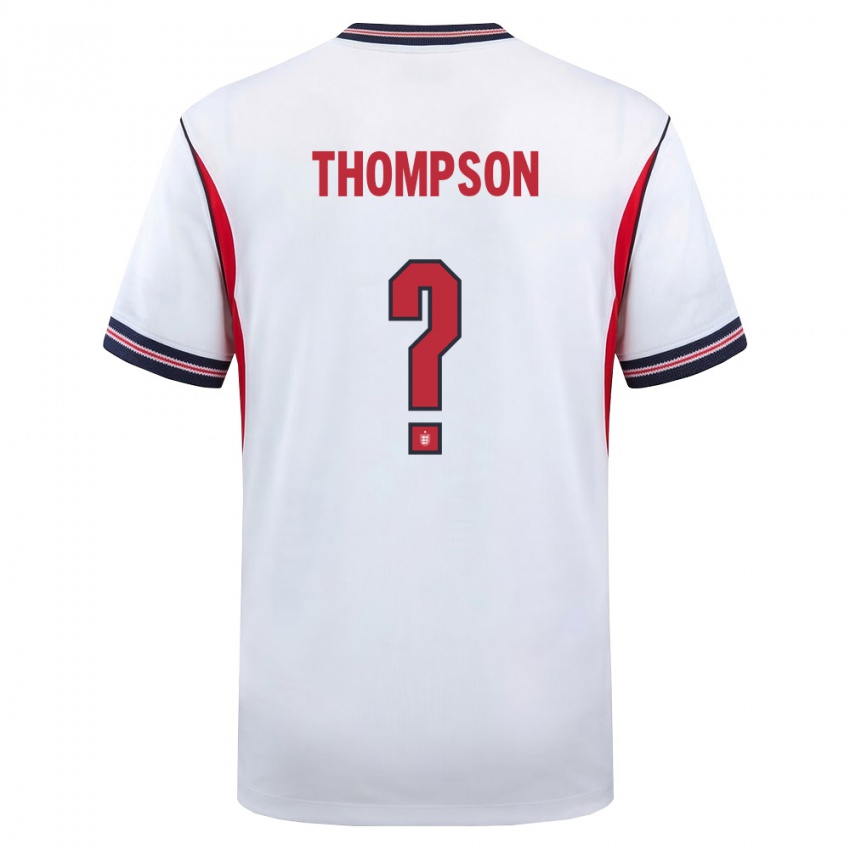 נשים אנגליה Jack Thompson #0 לבן כהה אדום ג'רזי ביתית 26-28 חולצה קצרה