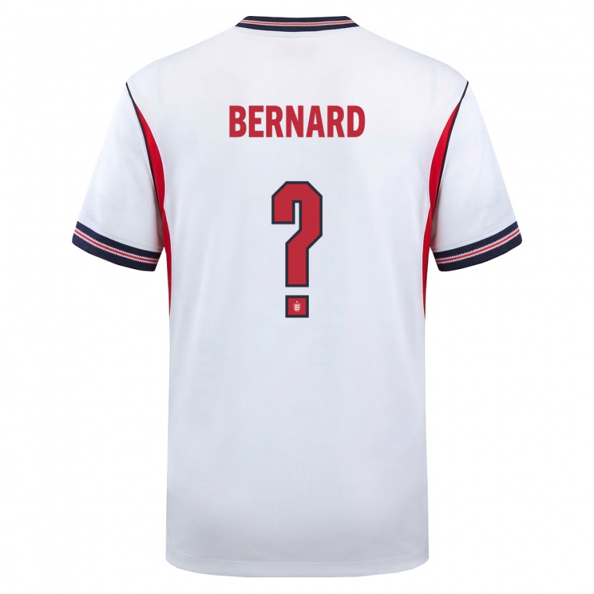 נשים אנגליה Mylo Bernard #0 לבן כהה אדום ג'רזי ביתית 26-28 חולצה קצרה