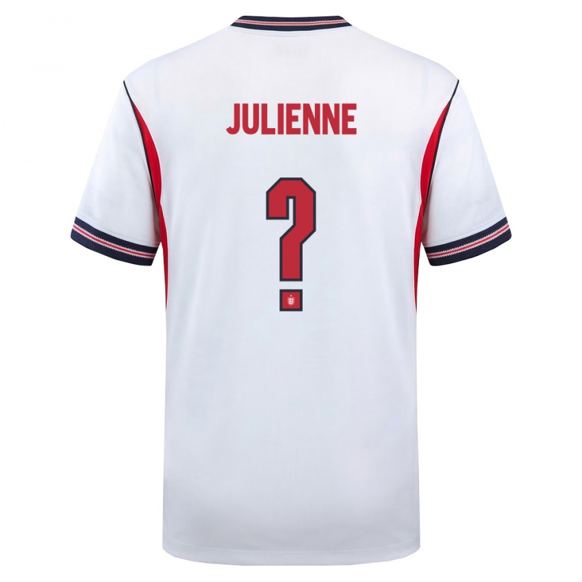נשים אנגליה Theo Julienne #0 לבן כהה אדום ג'רזי ביתית 26-28 חולצה קצרה