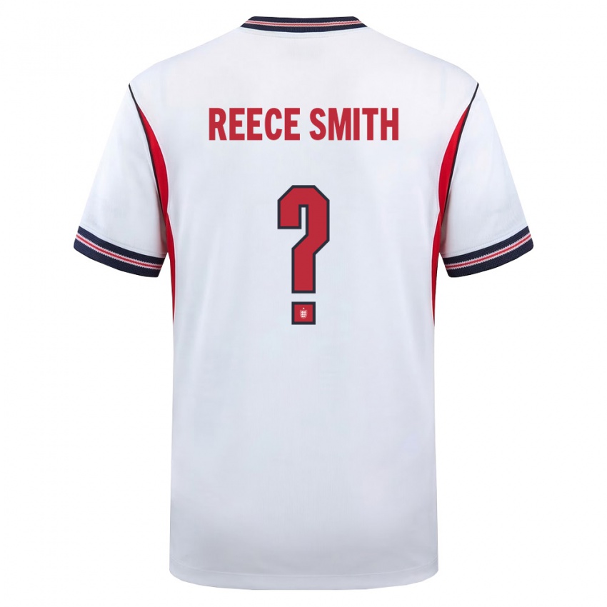 נשים אנגליה Reece Smith #0 לבן כהה אדום ג'רזי ביתית 26-28 חולצה קצרה