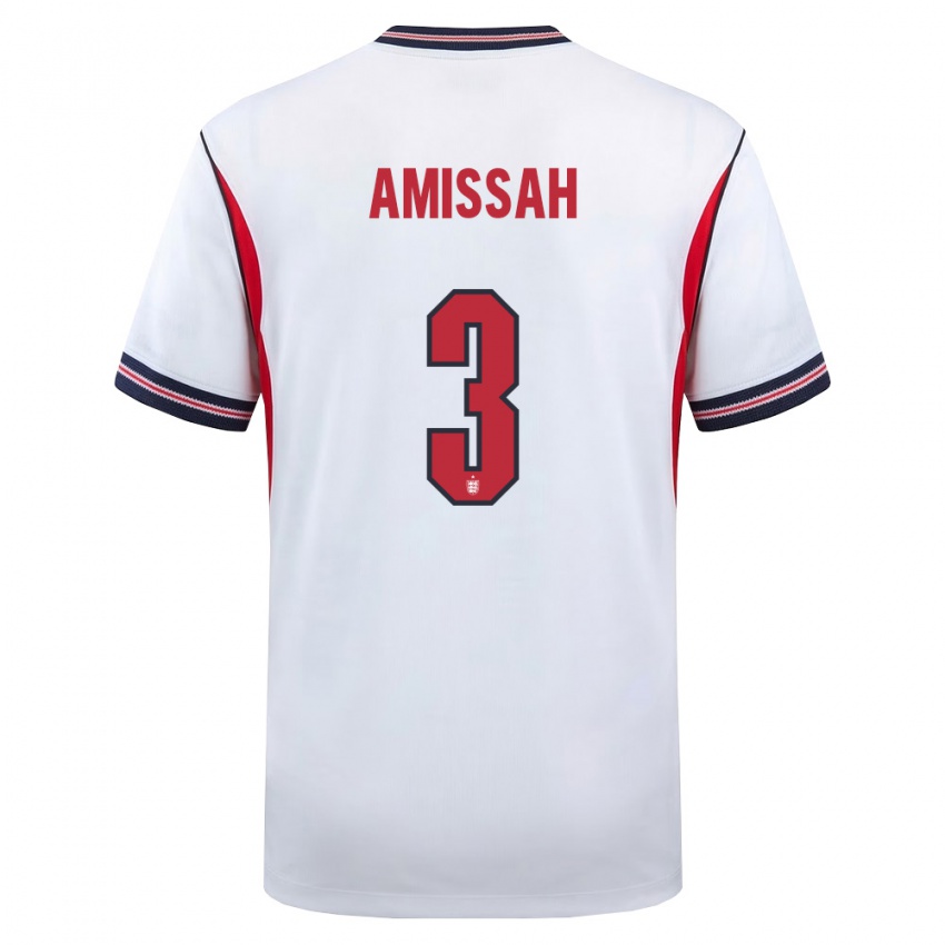 נשים אנגליה Sam Amissah #3 לבן כהה אדום ג'רזי ביתית 26-28 חולצה קצרה